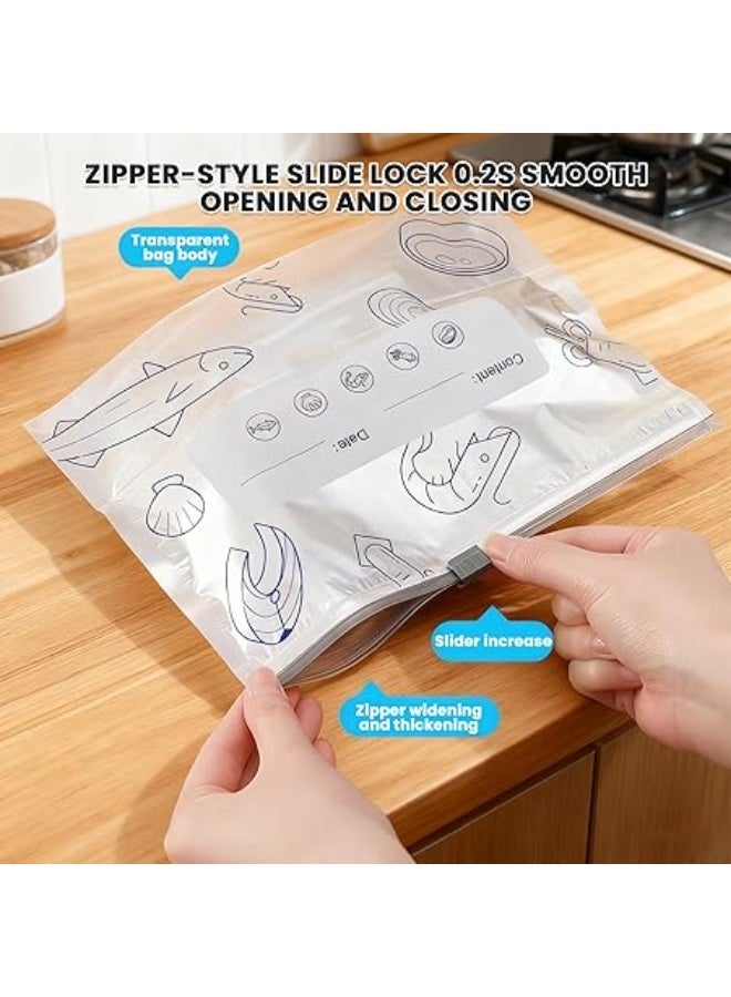 10 أكياس تخزين قابلة لإعادة الاستخدام مصنوعة من رقائق الألومنيوم، قابلة للإغلاق - أكياس تجميد، متينة، مانعة للتسرب وقابلة لإعادة الاستخدام، أكياس بسحاب مفرغ من الهواء مع ملصق وقفل بسحاب للخضراوات والفواكه واللحوم وغيرها - Image 5